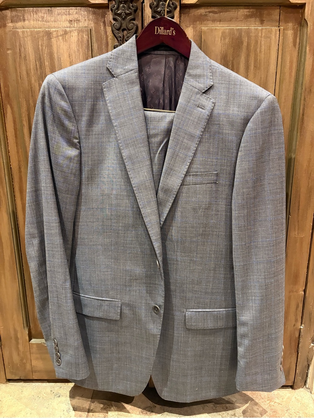 Men's Light Gray Plaid Suit - Psycho Bunny